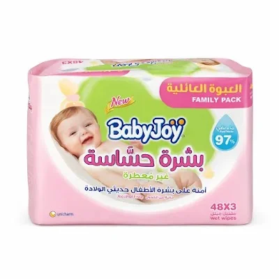 بيبي جوي مناديل مبللة غير معطرة بشرة حساسة 6*(3*48)